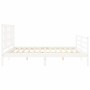 Estructura de cama con cabecero madera maciza blanco 200x200 cm