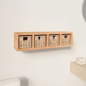 Wall shelf with baskets solid walnut wood 62x18x16 cm by vidaXL, Shelves and shelves - Ref: Foro24-350370, Price: 59,79 €, Di...