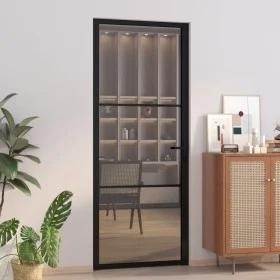 Innentür EGS-Glas und schwarzes Aluminium 83x201,5 cm von vidaXL, Türen für zu Hause - Ref: Foro24-350561, Preis: 354,70 €, R...