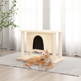 Rascador para gatos con postes de sisal color crema 50 cm