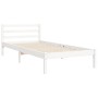 Estructura de cama con cabecero madera maciza blanco 100x200 cm