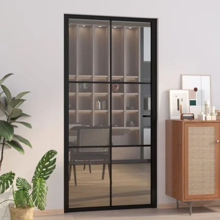 Puerta interior vidrio EGS y aluminio negro 102,5x201,5 cm de vidaXL, Puertas para el hogar - Ref: Foro24-350567, Precio: 265...