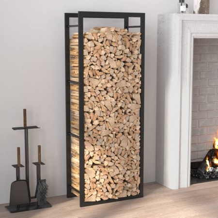 Leñero de acero negro mate 50x28x132 cm by vidaXL, Firewood bags and holders - Ref: Foro24-350306, Price: 36,52 €, Discount: %