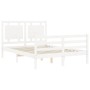 Estructura de cama con cabecero madera maciza blanco 120x200 cm