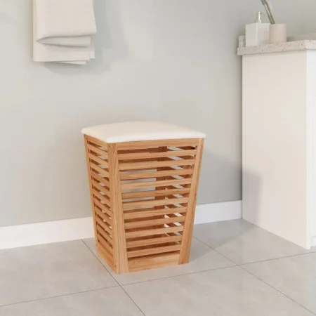 Taburete de baño madera maciza de nogal 40,5x40,5x56 cm de vidaXL, Cestas para ropa - Ref: Foro24-350352, Precio: 74,44 €, De...