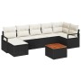Conjunto de sofá de jardín con cojín 8 pcs Negro Poliratán