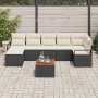 Conjunto de sofá de jardín con cojín 8 pcs Negro Poliratán