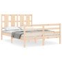 Estructura de cama de matrimonio con cabecero madera maciza en Camas y somieres | Comprar online en Foro24