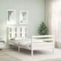 Estructura de cama con cabecero madera maciza blanco 100x200 cm en Camas y somieres | Comprar online en Foro24