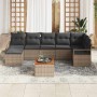 Conjunto de sofá de jardín con cojín 8 pcs Gris Poliratán
