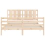 Estructura de cama de matrimonio con cabecero madera maciza