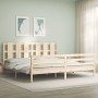 Estructura de cama con cabecero madera maciza 200x200 cm en Camas y somieres | Comprar online en Foro24