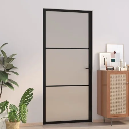 Matte black glass and aluminum interior door 93x201.5 cm by vidaXL, Doors for the home - Ref: Foro24-350554, Price: 245,70 €,...