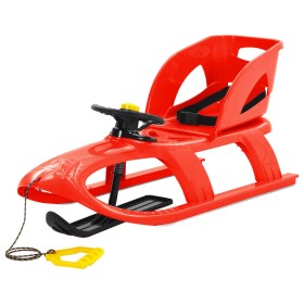 Trineo con asiento y volante polipropileno rojo 102,5x40x23 cm