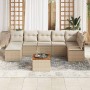 Conjunto de sofá de jardín con cojín 8 pcs Beige Poliratán