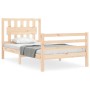 Estructura de cama individual con cabecero madera maciza