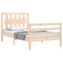 Estructura de cama individual con cabecero madera maciza