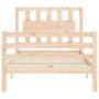 Estructura de cama individual con cabecero madera maciza