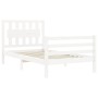 Estructura de cama individual con cabecero madera maciza blanco