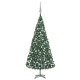 Árbol de Navidad preiluminado con luces y bolas verde 500 cm