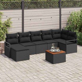 Conjunto de sofá de jardín con cojín 8 pcs Negro Poliratán Conjunto de sofá de jardín con cojín 8 pcs Negro Poliratán