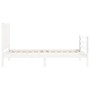 Estructura de cama individual con cabecero madera maciza blanco