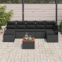 Conjunto de sofá de jardín con cojín 8 pcs Negro Poliratán