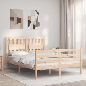 Estructura de cama de matrimonio con cabecero madera maciza Estructura de cama de matrimonio con cabecero madera maciza