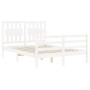 Estructura de cama con cabecero madera maciza blanco 140x190 cm