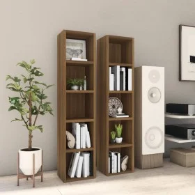 CD shelf 2 pcs oak brown wood 21x16x93.5 cm by vidaXL, CD and DVD storage - Ref: Foro24-815320, Price: 48,76 €, Discount: %