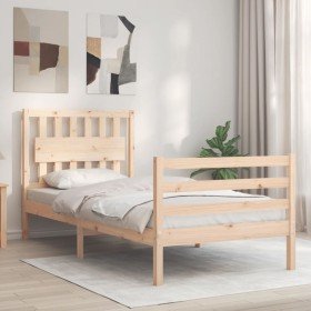 Estructura de cama con cabecero madera maciza 90x200 cm en Camas y somieres | Comprar online en Foro24