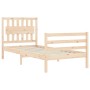 Estructura de cama con cabecero madera maciza 90x200 cm