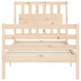 Estructura de cama con cabecero madera maciza 90x200 cm