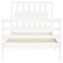 Estructura de cama con cabecero madera maciza blanco 90x200 cm