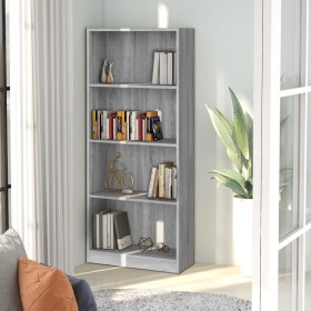 Sonoma gray plywood 4-tier shelving unit 60x24x142 cm by vidaXL, Bookcases and shelves - Ref: Foro24-815430, Price: 63,02 €, ...