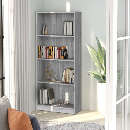Sonoma gray plywood 4-tier shelving unit 60x24x142 cm by vidaXL, Bookcases and shelves - Ref: Foro24-815430, Price: 63,02 €, ...