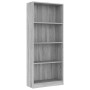 Sonoma gray plywood 4-tier shelving unit 60x24x142 cm by vidaXL, Bookcases and shelves - Ref: Foro24-815430, Price: 63,02 €, ...