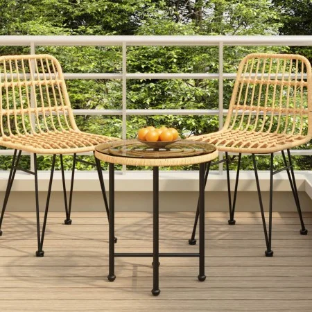 Tempered glass and steel dining table, 50 cm. by vidaXL, Garden tables - Ref: Foro24-319432, Price: 42,37 €, Discount: %