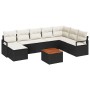 Conjunto de sofá de jardín con cojín 9 pcs Negro Poliratán