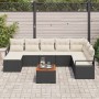 Conjunto de sofá de jardín con cojín 9 pcs Negro Poliratán