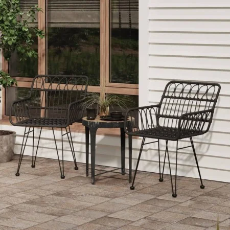 Gartenstühle Armlehnen 2 Stk. PE Rattan schwarz 56x64x80 cm von vidaXL, Gartenstühle - Ref: Foro24-319427, Preis: 107,02 €, R...