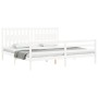 Estructura de cama con cabecero madera maciza blanco 200x200 cm