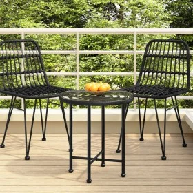 Esstisch aus gehärtetem Glas und schwarzem Stahl, Ø50 cm von vidaXL, Gartentische - Ref: Foro24-319433, Preis: 48,42 €, Rabat...