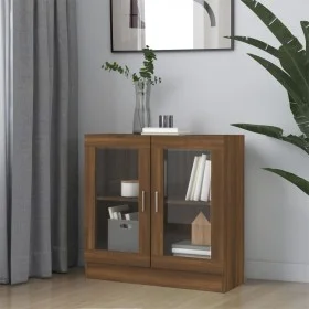 Vitrine aus braunem Eichensperrholz, 82,5 x 30,5 x 80 cm von vidaXL, Bücherregale und Regale - Ref: Foro24-815617, Preis: 77,...