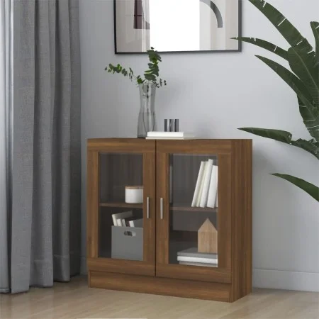 Vitrine aus braunem Eichensperrholz, 82,5 x 30,5 x 80 cm von vidaXL, Bücherregale und Regale - Ref: Foro24-815617, Preis: 77,...