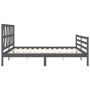 Estructura de cama con cabecero madera maciza gris 200x200 cm
