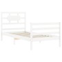 Estructura de cama con cabecero madera maciza blanco