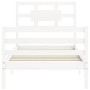 Estructura de cama con cabecero madera maciza blanco