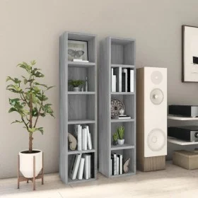 Estantería para CD 2 uds madera gris Sonoma 21x16x93,5 cm by vidaXL, CD and DVD storage - Ref: Foro24-815319, Price: 45,24 €,...