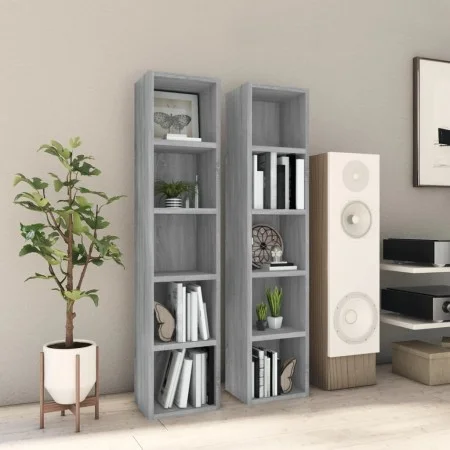 CD-Regal 2 Stück Holz Grau Sonoma 21x16x93,5 cm von vidaXL, CD- und DVD-Speicher - Ref: Foro24-815319, Preis: 45,35 €, Rabatt: %